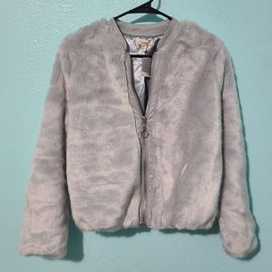 NWT Freeway Faux Fur Silver Cropped Jacket S
